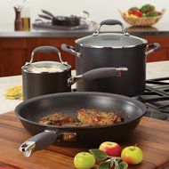 Anolon Advanced Hard Anodized Nonstick 5-1/2-Quart Covered Braiser with Rack. Gray N5