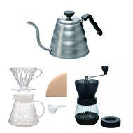 Hario V60 Kettle, Brewer Set &amp; Coffee Mill - Three Products All Sold Together