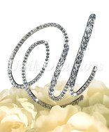 Victorian Collection Monogram Rhinestone Cake Topper - Large - Silver (4.75&quot; Tall) (Letter M) N22