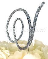 Victorian Collection Monogram Rhinestone Cake Topper - Large - Silver (4.75&quot; Tall) (Letter M) N23