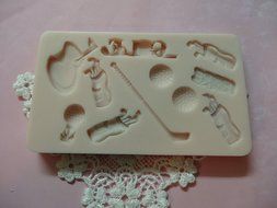 Golf Set, sports, sport Silicone Mold By Oh! Sweet Art FDA Approved for Food