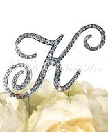 Victorian Collection Monogram Rhinestone Cake Topper - Large - Silver (4.75&quot; Tall) (Letter M) N25