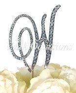Victorian Collection Monogram Rhinestone Cake Topper - Large - Silver (4.75&quot; Tall) (Letter M) N27