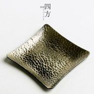 CCWY Large hand-carved hammer Tin coaster copper art coaster Cup pot holding saucer Taiwan tea zero allocation... N11