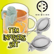 UBIQLINE 2 pcs Stainless Steel Mesh Tea Ball 2 Inch Tea Infusers + 1 pc Silicone Manatee Tea Infuser | Tea Strainers... N5