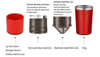 Yframe Manual Coffee Maker Cup Portable Hand Ceramic Mill Grinder All in One Mug (Black) N7