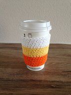 Crochet cup cozy, coffee cup sleeve, reusable coffee sleeve, coffee cup cozy in candy corn colors, orange, yellow... N5