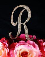 Unik Occasions Sparkling Collection Crystal Rhinestone Monogram Cake Topper - Letter S, Large, Gold