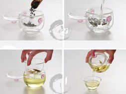 Convenient Gongfu Teaset/ Flowering Tea/small Glass Teapot with Infuser(set of 3/teapot and Two Cup) N3