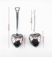 Yueton 2pcs Stainless Steel Heart Shape Tea Infuser Strainer with Chain / Spoon Handle N5