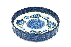 Polish Pottery Baker - Fluted Quiche - Small (7") - Blue Poppy