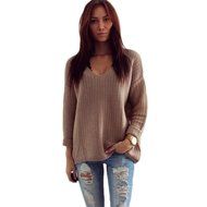 V-Neck Pullover Tops,Morecome Womens Long Sleeve Jumper Cardigan Loose Sweaters Jacket (S)
