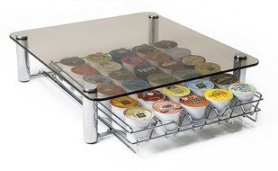 Deluxe Glass Coffee Drawer for Keurig Single Serve Kcups Holds 35 K-cups By Fevodesign