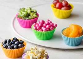 24-Pack Silicone Reusable Cupcake and Muffin Baking Cup Set, Rainbow Colors by GiftKoncepts N3