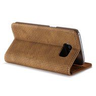 Galaxy S7 Edge Case, Aroko Wallet Case Classic for Galaxy S7 Edge Brown PU Leather Slim Stand Case Cover (Blue) N3