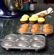 6-cup Metal Muffin / Cupcake Pan Toaster Oven Size - 3 Pack