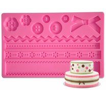 FOUR-C Silicone Mat Button Fondant and Gum Paste Mould Color Pink N2