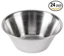 Individual Condiment Sauce Cups and Dish Scraper, Stainless Steel - 1.5 Ounce (24) N3