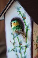 Handmade Glass Tea House Box Storage Kitche Decor Decoupage Painting N2