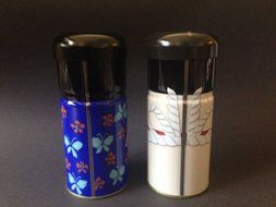 Japanese Kotobuki 6-1/8"H Kokeshi &amp; Sumo Tea Canister Containers N3