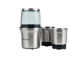 Secura Electric Coffee Grinder &amp; Spice Grinder with 2 Stainless-Steel Blades Removable Bowl N3