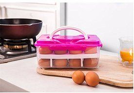 Egg Storage Box Food Container Keep Eggs Fresh Organizer Kitchen Supplies (Red) N9
