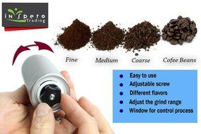 Manual Coffee Grinder, Premium Stainless Steel, Acrylic Glass, Ceramic Burr Grinder, Durable Coffee &amp; Spice Mill... N8