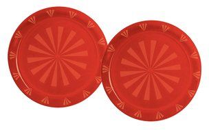 Party Essentials Hard Plastic 12-Inch Round Serving Trays, Purple, 2Pk N2