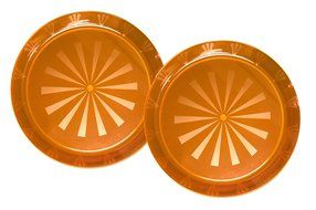 Party Essentials Hard Plastic 12-Inch Round Serving Trays, Purple, 2Pk N5
