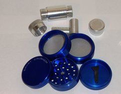 SMART CRUSHER&reg; Blue 5 Piece 2" NEW Design Herb - Pollen Coffee Grinder combo free pollen scrapper N3