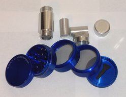 SMART CRUSHER&reg; Blue 5 Piece 2" NEW Design Herb - Pollen Coffee Grinder combo free pollen scrapper N4