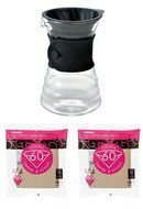 Hario V60 Drip Decanter Sold Together with Two Extra Sets of Hario Paper Filters (Total of 210 Filters) N2
