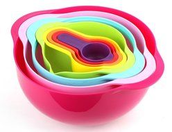 8pcs Mixing Compact Bowl Set Rainbow Food Preparation and Measuring Nesting Baking Tools,Multicolored N4