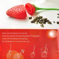 Reusable Food Safe Silicone Red Strawberry Shaped Tea Leaf Bag Holder Tea Coffee Herb Punch Filter Tea Infuser N3