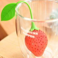 Reusable Food Safe Silicone Red Strawberry Shaped Tea Leaf Bag Holder Tea Coffee Herb Punch Filter Tea Infuser N4