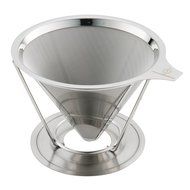 Marvellissimo Stainless Steel Pour Over Coffee Dripper - Reusable Double Layer Fine Mesh Filter Cone And Separate... N6
