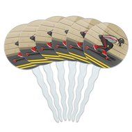 Set of 6 Cupcake Picks Toppers Decoration Sports and Hobbies - Bowling Ball N51