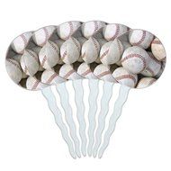 Set of 6 Cupcake Picks Toppers Decoration Sports and Hobbies - Bowling Ball N54