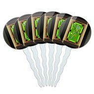 Set of 6 Cupcake Picks Toppers Decoration Sports and Hobbies - Bowling Ball N58