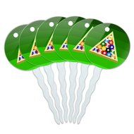 Set of 6 Cupcake Picks Toppers Decoration Sports and Hobbies - Bowling Ball N59