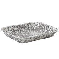 Enamelware Large Roasting Pan - Solid White with Blue Rim N2