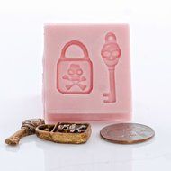 Miniature Skull and Cross Bones Lock and Key Silicone Mold Food Safe Mold Craft Jewelry Mold. Perfect size to... N6