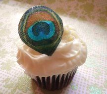 Edible Peacock Feathers - Set of 12 - Cake Decorations, Cupcake Topper N2
