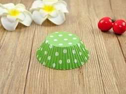 100 PCS Green w/ White Polka Dot Paper Cupcake Cups N2