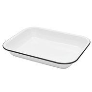 Enamelware Large Roasting Pan - Solid White with Blue Rim N5