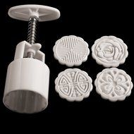 Home Product 4 Stamps DIY RS Moon Cake Mooncake Decoration Flowers Round Baking Mold Mould N2