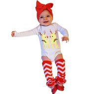Clothes Set ,BeautyVan 3Pcs Newborn Baby Set Clothes Xmas Elk Romper Bodysuit Leg Warmer Outfits Gift (24M, Red)
