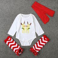 Clothes Set ,BeautyVan 3Pcs Newborn Baby Set Clothes Xmas Elk Romper Bodysuit Leg Warmer Outfits Gift (24M, Red) N2