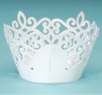 David Tutera 24 White Laser Cut White Paper Cupcake Wrappers Wedding N3
