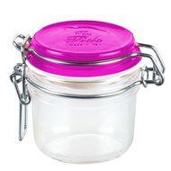 Bormioli Rocco: 3 "Fido" Jars (Capacity: 200ml - 6.76fl.oz), Fuchsia Lid [ Italian Import ] N2
